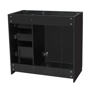 English Elm 36 Inch Freestanding Bathroom Vanity Solid Wood Frame with 3 Drawers and Soft Close Doors Black N710P209940B