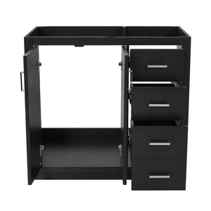 English Elm 36 Inch Freestanding Bathroom Vanity Solid Wood Frame with 3 Drawers and Soft Close Doors Black N710P209940B