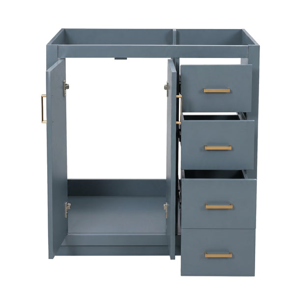English Elm 36 Inch Freestanding Bathroom Vanity Solid Wood Frame with 3 Drawers and Soft Close Doors Blue N710P209940C