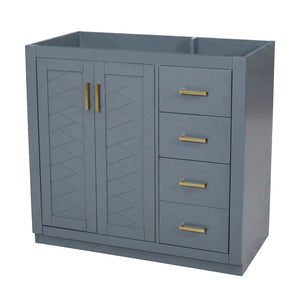 English Elm 36 Inch Freestanding Bathroom Vanity Solid Wood Frame with 3 Drawers and Soft Close Doors Blue N710P209940C