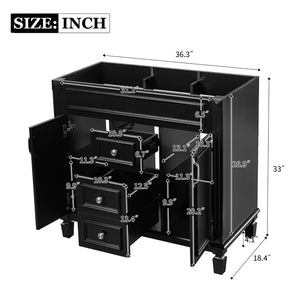 English Elm 36'' Matte Black Bathroom Vanity Cabinet Only with Soft Close Doors Modern Storage N710P236997B