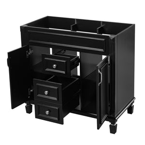 English Elm 36'' Matte Black Bathroom Vanity Cabinet Only with Soft Close Doors Modern Storage N710P236997B