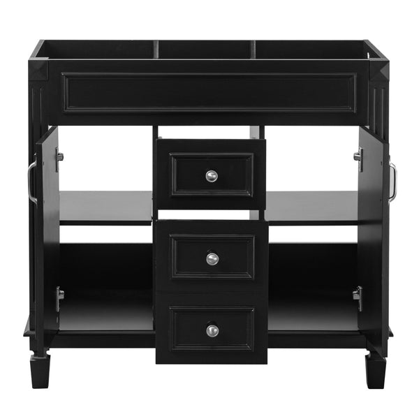 English Elm 36'' Matte Black Bathroom Vanity Cabinet Only with Soft Close Doors Modern Storage N710P236997B