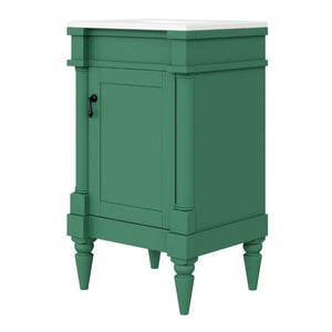 English Elm 18-Inch Freestanding Bathroom Vanity Ceramic Sink Pine Legs Muted Green Retro Cabinet N710P257401S