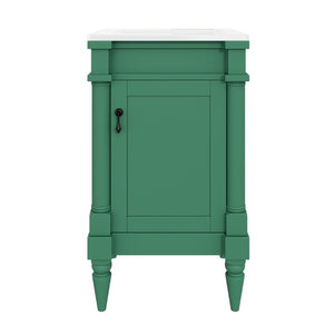 English Elm 18-Inch Freestanding Bathroom Vanity Ceramic Sink Pine Legs Muted Green Retro Cabinet N710P257401S