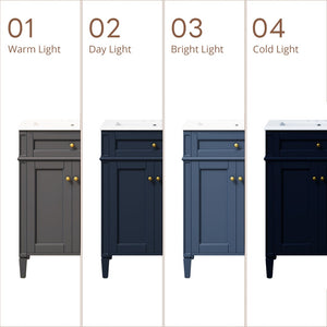 English Elm 24 Inch French Carved Bathroom Vanity with Ceramic Sink Soft Close Doors and Tip Out Drawer Blue N710P293309C
