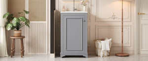 English Elm 20-Inch Gray Shaker Bathroom Vanity with Ceramic Sink Soft Close Pine Cabinet N710P317678E
