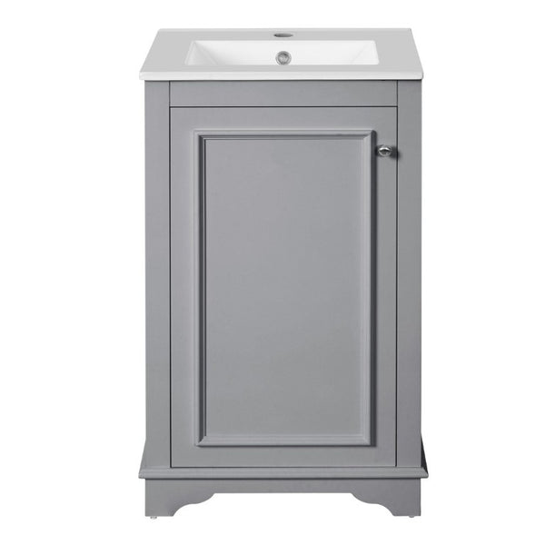 English Elm 20-Inch Gray Shaker Bathroom Vanity with Ceramic Sink Soft Close Pine Cabinet N710P317678E