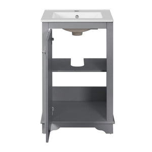 English Elm 20-Inch Gray Shaker Bathroom Vanity with Ceramic Sink Soft Close Pine Cabinet N710P317678E