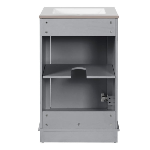 English Elm 20-Inch Gray Shaker Bathroom Vanity with Ceramic Sink Soft Close Pine Cabinet N710P317678E