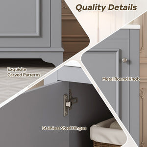 English Elm 20-Inch Gray Shaker Bathroom Vanity with Ceramic Sink Soft Close Pine Cabinet N710P317678E