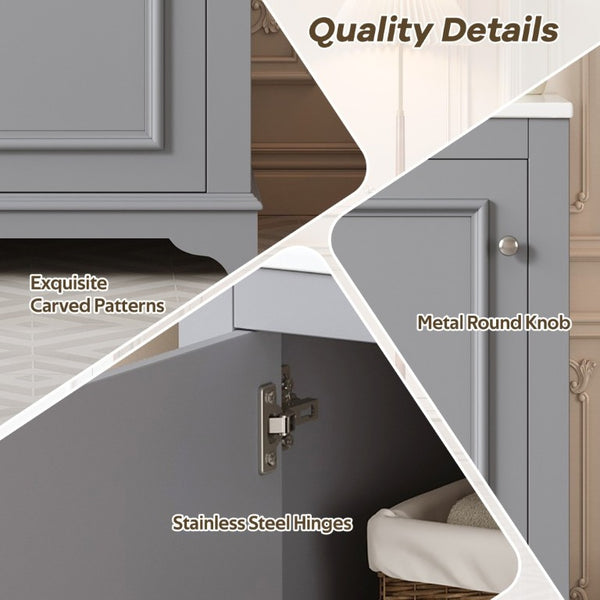 English Elm 20-Inch Gray Shaker Bathroom Vanity with Ceramic Sink Soft Close Pine Cabinet N710P317678E