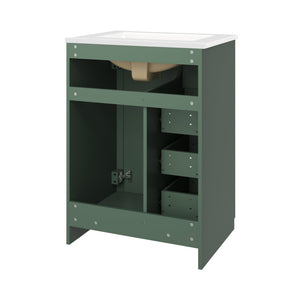 English Elm 24" Single Bathroom Vanity Sage Green Ceramic Sink Soft Close Drawers Gold Hardware N710P341038F