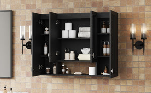 English Elm Modern Wall Mounted Bathroom Cabinet with Five Adjustable Open Shelves and Sculpted Hardware Black N710P358592B
