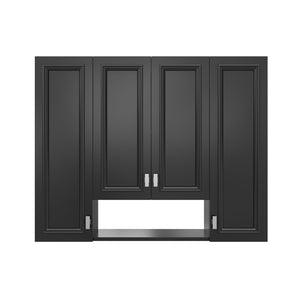 English Elm Modern Wall Mounted Bathroom Cabinet with Five Adjustable Open Shelves and Sculpted Hardware Black N710P358592B