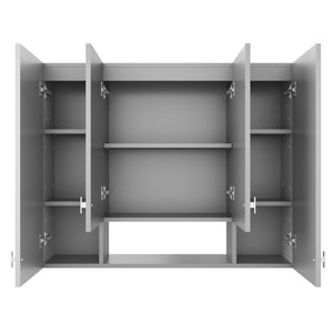 English Elm Modern Wall Mounted Bathroom Cabinet with Five Adjustable Open Shelves and Sculpted Hardware Gray N710P358592E