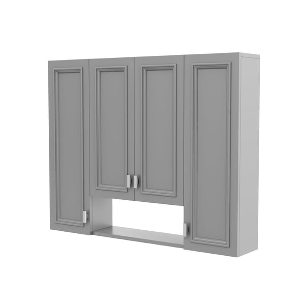 English Elm Modern Wall Mounted Bathroom Cabinet with Five Adjustable Open Shelves and Sculpted Hardware Gray N710P358592E