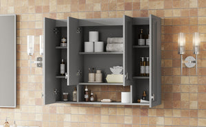 English Elm Modern Wall Mounted Bathroom Cabinet with Five Adjustable Open Shelves and Sculpted Hardware Gray N710P358592E