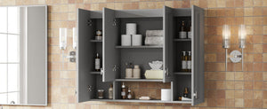English Elm Modern Wall Mounted Bathroom Cabinet with Five Adjustable Open Shelves and Sculpted Hardware Gray N710P358592E