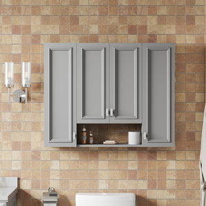 English Elm Modern Wall Mounted Bathroom Cabinet with Five Adjustable Open Shelves and Sculpted Hardware Gray N710P358592E