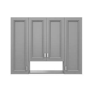 English Elm Modern Wall Mounted Bathroom Cabinet with Five Adjustable Open Shelves and Sculpted Hardware Gray N710P358592E