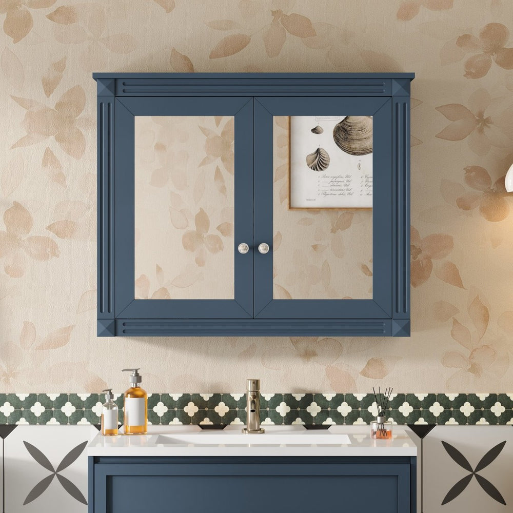 English Elm 36'' Wall Mounted Bathroom Medicine Cabinet with Dual Mirrors and Adjustable Storage Shelves N710P371186C