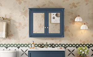 English Elm 36'' Wall Mounted Bathroom Medicine Cabinet with Dual Mirrors and Adjustable Storage Shelves N710P371186C