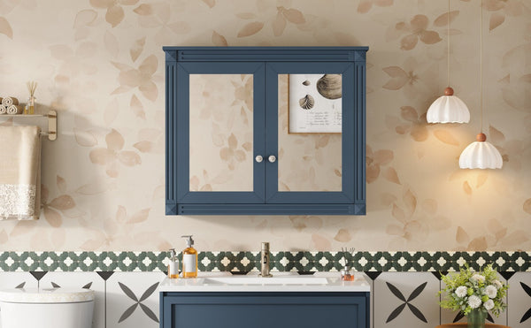 English Elm 36'' Wall Mounted Bathroom Medicine Cabinet with Dual Mirrors and Adjustable Storage Shelves N710P371186C