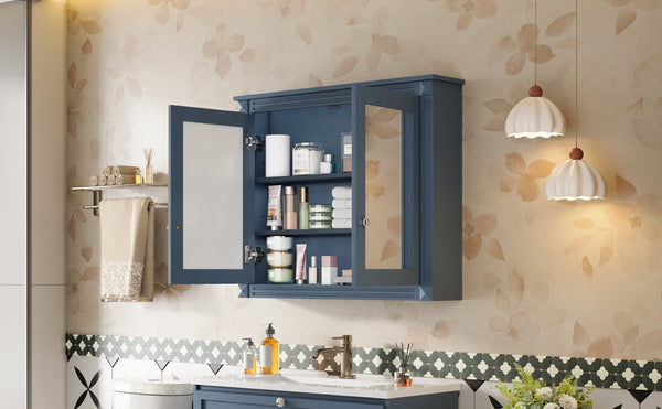 English Elm 36'' Wall Mounted Bathroom Medicine Cabinet with Dual Mirrors and Adjustable Storage Shelves N710P371186C