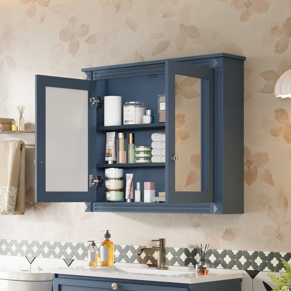 English Elm 36'' Wall Mounted Bathroom Medicine Cabinet with Dual Mirrors and Adjustable Storage Shelves N710P371186C