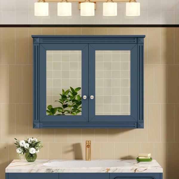 English Elm 36'' Wall Mounted Bathroom Medicine Cabinet with Dual Mirrors and Adjustable Storage Shelves N710P371186C