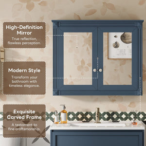 English Elm 36'' Wall Mounted Bathroom Medicine Cabinet with Dual Mirrors and Adjustable Storage Shelves N710P371186C