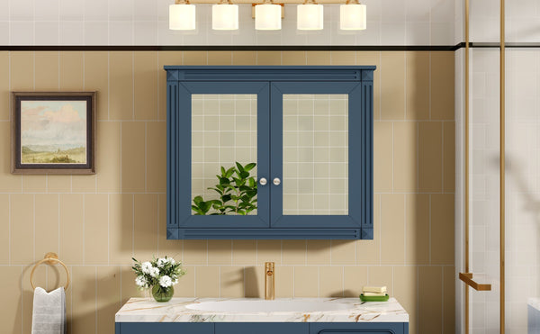 English Elm 36'' Wall Mounted Bathroom Medicine Cabinet with Dual Mirrors and Adjustable Storage Shelves N710P371186C