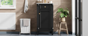 English Elm 18-Inch French Country Bathroom Vanity Rubberwood Cabinet with Ceramic Sink Soft Close N710P371187B