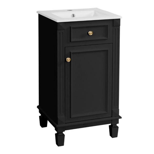 English Elm 18-Inch French Country Bathroom Vanity Rubberwood Cabinet with Ceramic Sink Soft Close N710P371187B