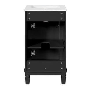 English Elm 18-Inch French Country Bathroom Vanity Rubberwood Cabinet with Ceramic Sink Soft Close N710P371187B