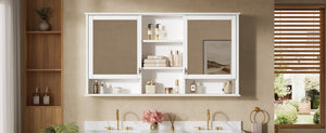 English Elm 55-inch Wall Mount Mirror Cabinet with Soft Close Hinges for Bathroom Vanity Storage N710P401339K