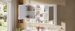 English Elm 55-inch Wall Mount Mirror Cabinet with Soft Close Hinges for Bathroom Vanity Storage N710P401339K