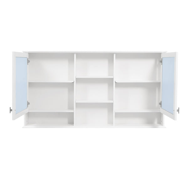 English Elm 55-inch Wall Mount Mirror Cabinet with Soft Close Hinges for Bathroom Vanity Storage N710P401339K