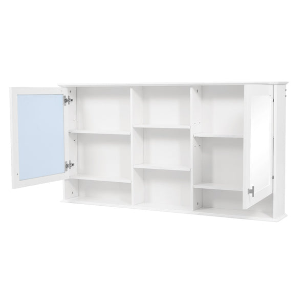 English Elm 55-inch Wall Mount Mirror Cabinet with Soft Close Hinges for Bathroom Vanity Storage N710P401339K