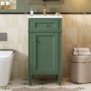 English Elm 16-inch French Country Bathroom Vanity with Ceramic Sink Soft Close Storage Cabinet N710P405388F