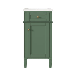 English Elm 16-inch French Country Bathroom Vanity with Ceramic Sink Soft Close Storage Cabinet N710P405388F