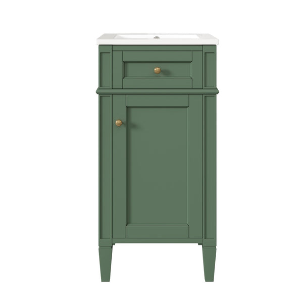 English Elm 16-inch French Country Bathroom Vanity with Ceramic Sink Soft Close Storage Cabinet N710P405388F