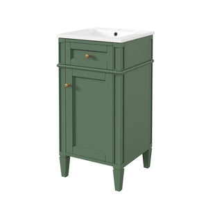 English Elm 16-inch French Country Bathroom Vanity with Ceramic Sink Soft Close Storage Cabinet N710P405388F