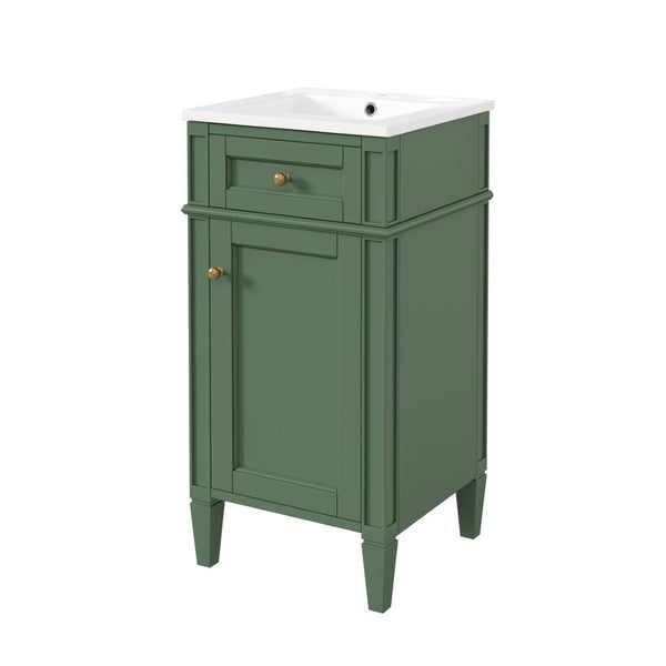 English Elm 16-inch French Country Bathroom Vanity with Ceramic Sink Soft Close Storage Cabinet N710P405388F