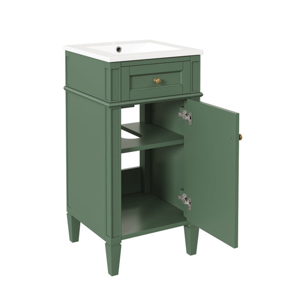 English Elm 16-inch French Country Bathroom Vanity with Ceramic Sink Soft Close Storage Cabinet N710P405388F