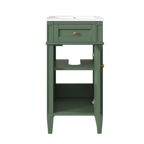 English Elm 16-inch French Country Bathroom Vanity with Ceramic Sink Soft Close Storage Cabinet N710P405388F