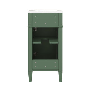 English Elm 16-inch French Country Bathroom Vanity with Ceramic Sink Soft Close Storage Cabinet N710P405388F