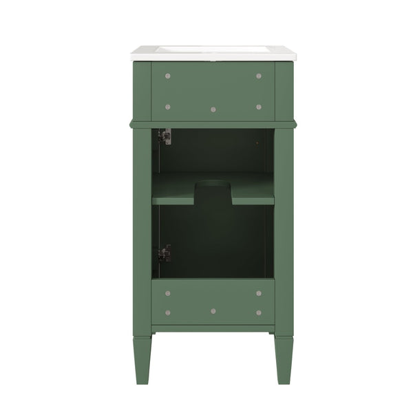 English Elm 16-inch French Country Bathroom Vanity with Ceramic Sink Soft Close Storage Cabinet N710P405388F