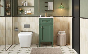 English Elm 16-inch French Country Bathroom Vanity with Ceramic Sink Soft Close Storage Cabinet N710P405388F